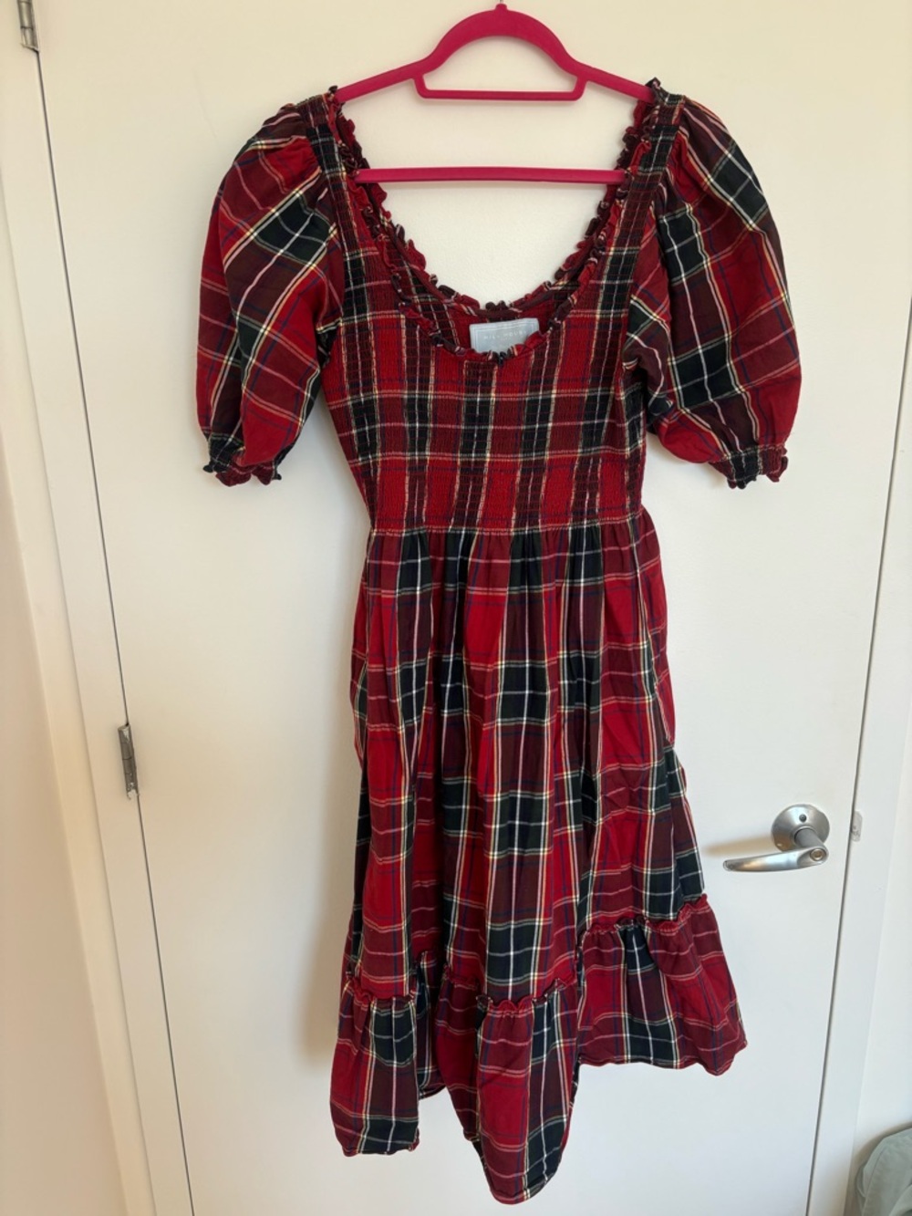 Hill House Plaid Puff Sleeve Nap Dress